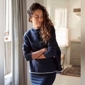 Frank & Eileen Long Sleeve Funnel Neck Tee Capelet Sweatshirt Size: L Blue